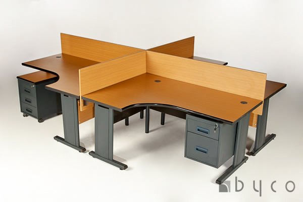 4-Way-Galaxy-pod-Desk-Completed-with-3-drawer-mobile-and-screen-partitioning-Harare-Zimbabwe