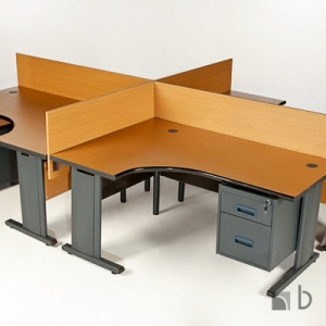 4-Way-Galaxy-pod-Desk-Completed-with-3-drawer-mobile-and-screen-partitioning-Harare-Zimbabwe